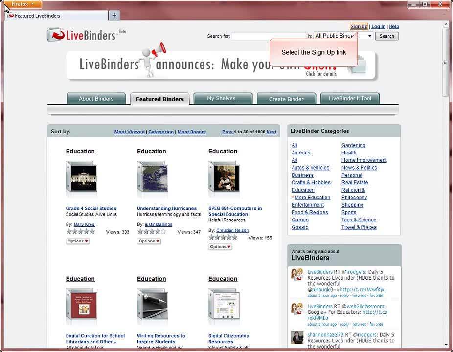 Default preview image for LiveBinders: Demonstration video.